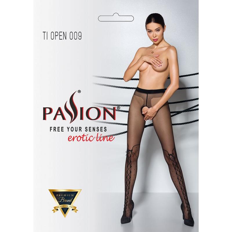 SO5799 Колготки з відкритим доступом, імітація ботфорт TIOPEN 009 black 1/2 (20 den) — Passion