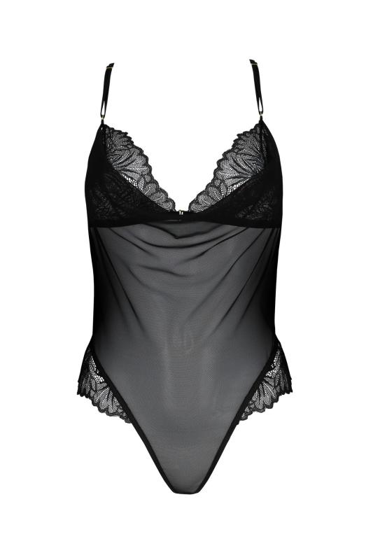 SO8416 Сітчасте боді з мереживним ліфом Passion DELIENA BODY S/M black