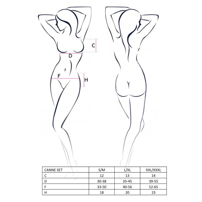 EL10802 Комплект белья CANNE SET black S/M - Passion: лиф-бандо, пояс-юбочка, стринги