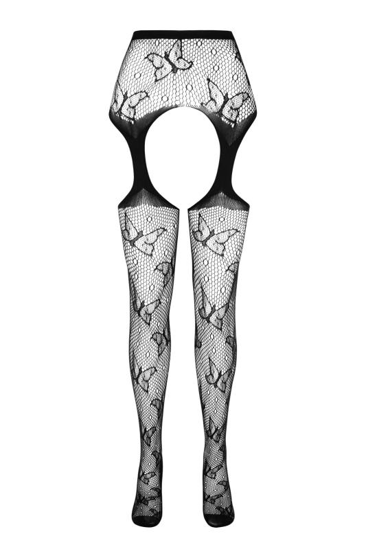 SO7085 Эротические колготки-бодистокинг Passion ECO S001 red, с доступом, декор бабочки, подвязки