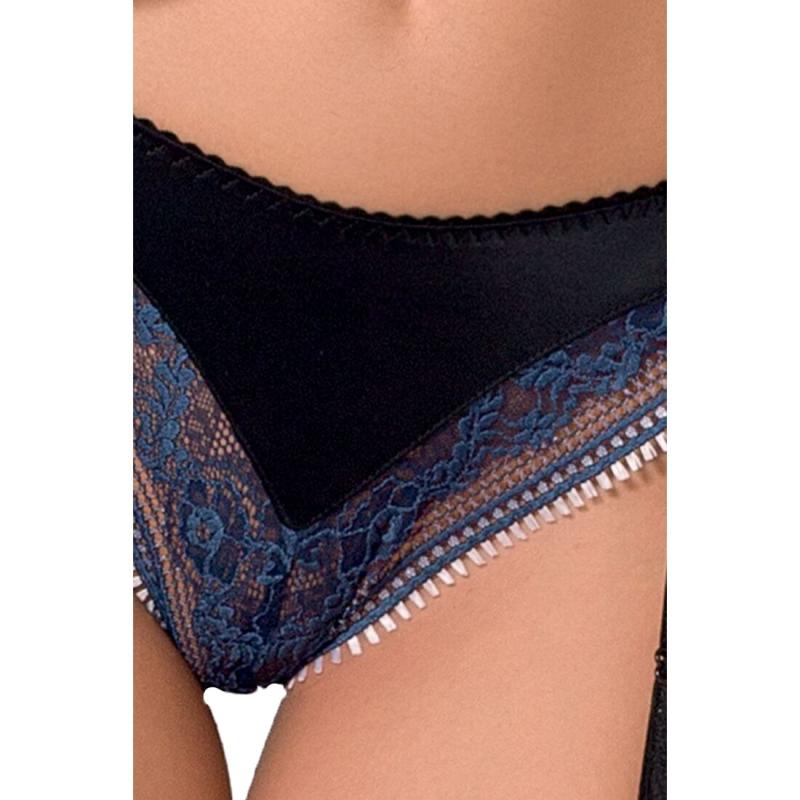 PS24608 Комплект белья GISELE SET black S/M - Passion Exclusive: лиф, трусики с пажами