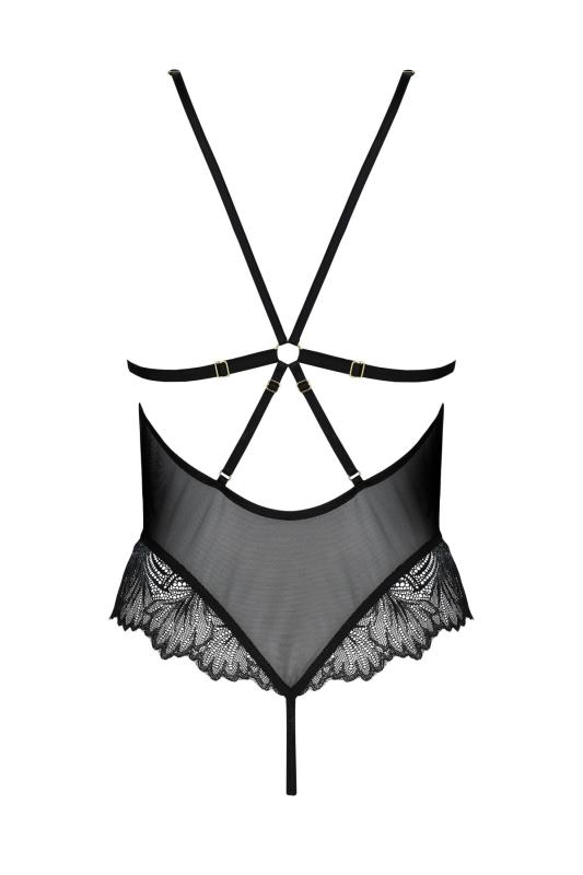 SO8416 Сітчасте боді з мереживним ліфом Passion DELIENA BODY S/M black