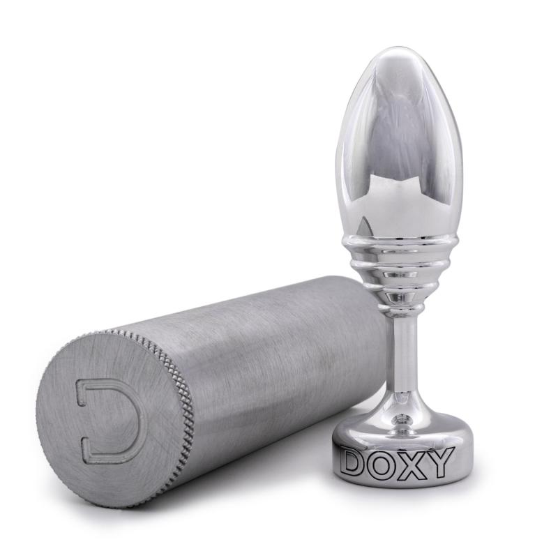 SO8031 Металева анальна пробка DOXY Butt Plug RIBBED, ребриста, діаметр 3,3 см