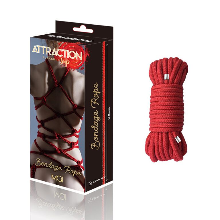 SO6574 Мотузка для BDSM MAI Bondage Rope Red, довжина 10 м, діаметр 6,5 мм, поліестер