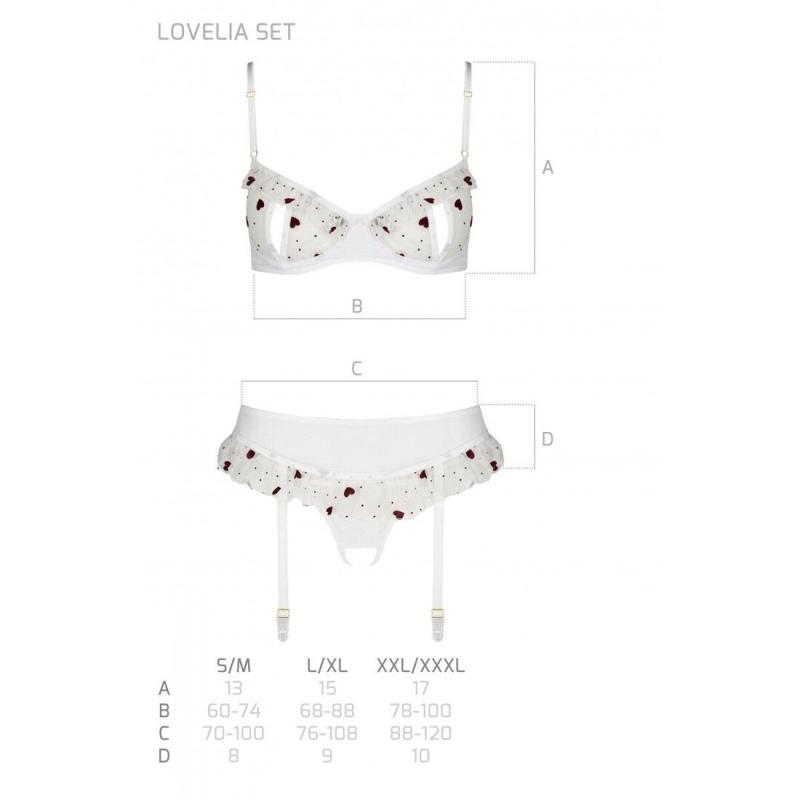SO4781 Сексуальний комплект з поясом для панчіх LOVELIA SET white S/M - Passion
