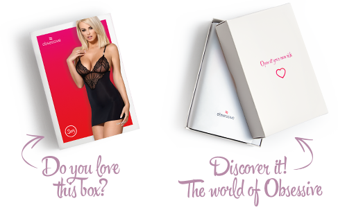 SO7171 Сатиновий комплект для сну з мереживом Obsessive 828-CHE-1 chemise & thong S/M, чорний, сорочка, стр