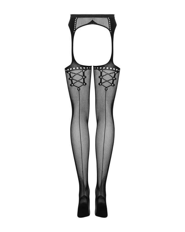 SO7272 Сітчасті панчохи-стокінги зі стрілкою Obsessive Garter stockings S314 S/M/L, чорні, імітація гартері