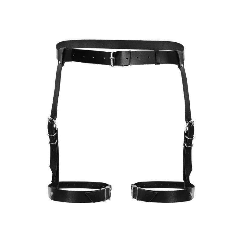 SO7369 Сексуальные гартеры Art of Sex - Gwen из натуральной кожи, размер XS-2XL, цвет черный