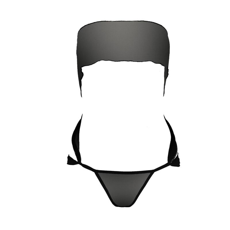 EL14701 Комплект білизни AMORE SET black - Passion: стрінги і ліф у вигляді подарункової стрічки з бантом