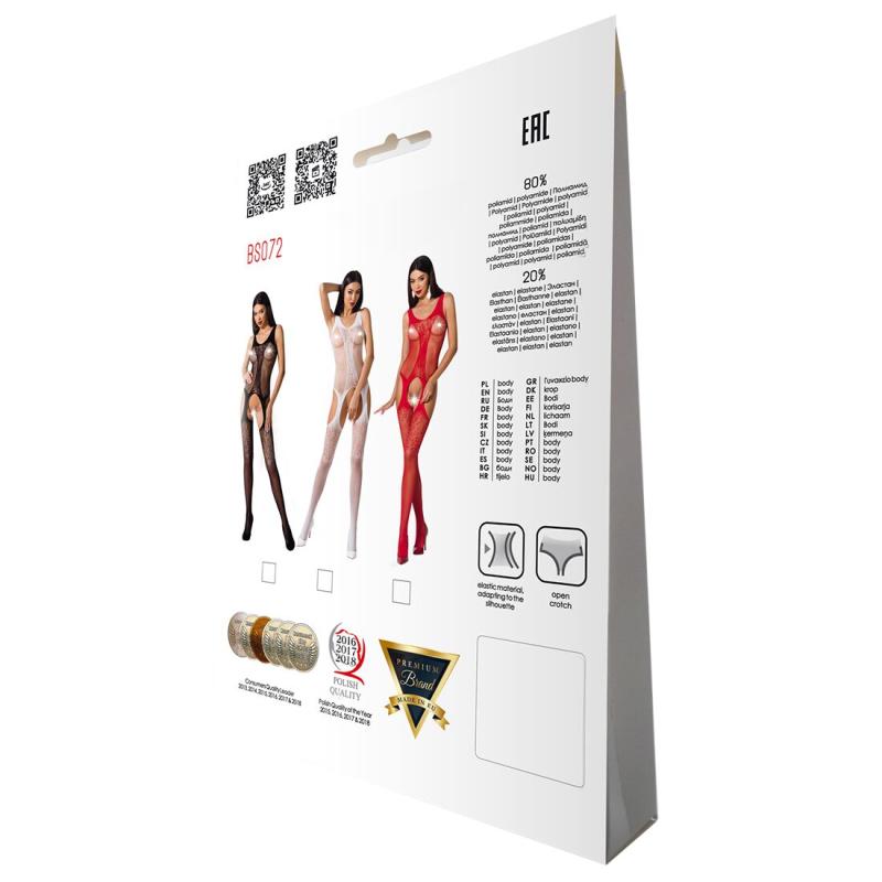 SO4142 Бодістокінг з імітацією панчох і ажурною вставкою Passion BS072 red