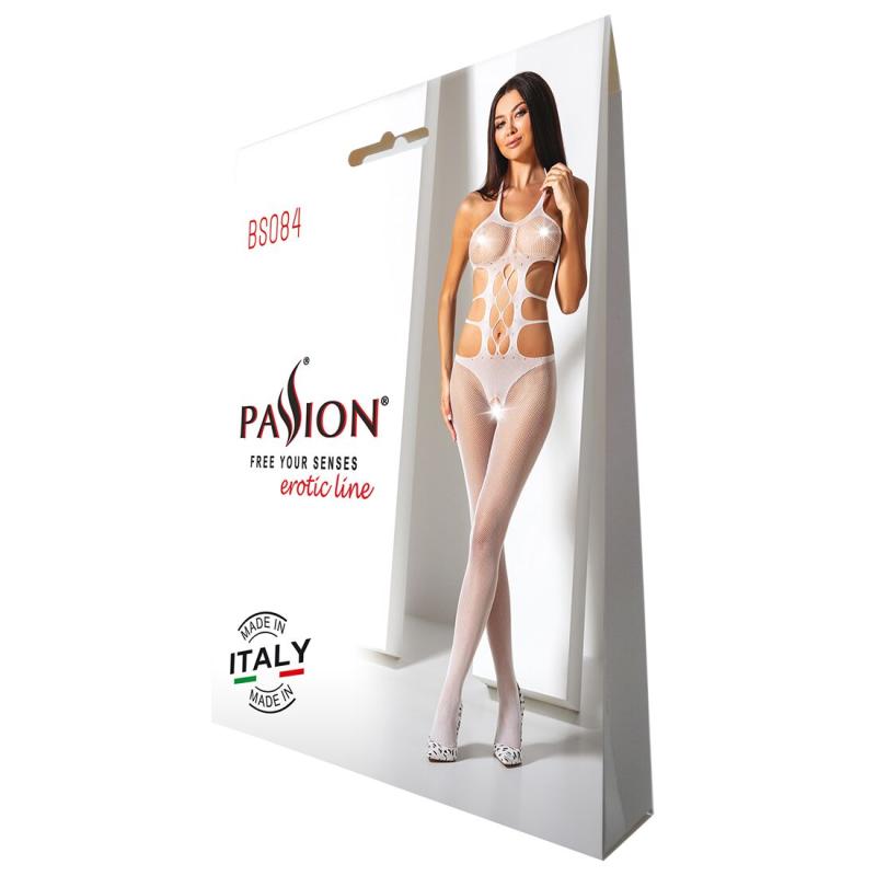 SO4743 Еротичний бодістокінг Passion BS084 white