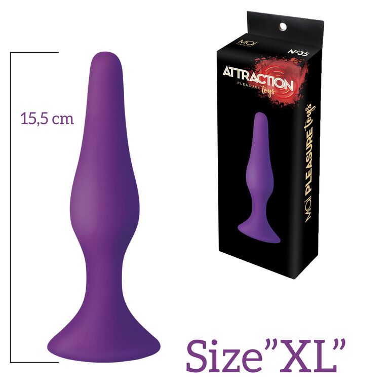 SO5007 Анальна пробка з присоскою MAI Attraction Toys №35 Purple, довжина 15,5 см, діаметр 3,8см