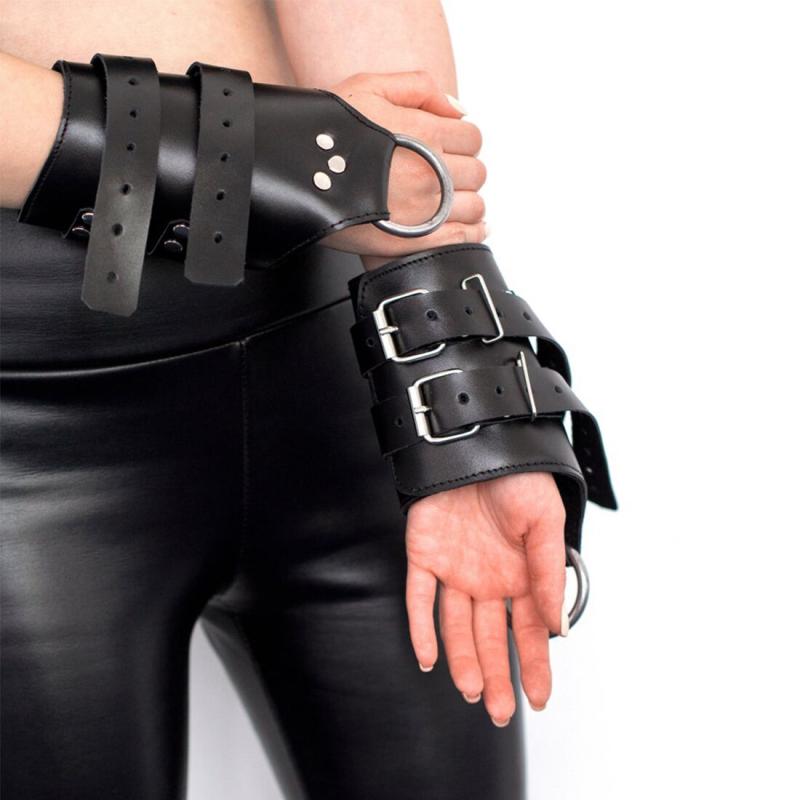 SO5183 Манжети для підвісу за руки Kinky Hand Cuffs For Suspension з натуральної шкіри, колір чорний