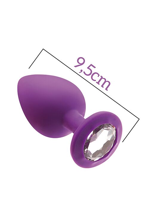 SO4629 Анальна пробка з кристалом MAI Attraction Toys №49 Purple, довжина 9,5 см, діаметр 4 см