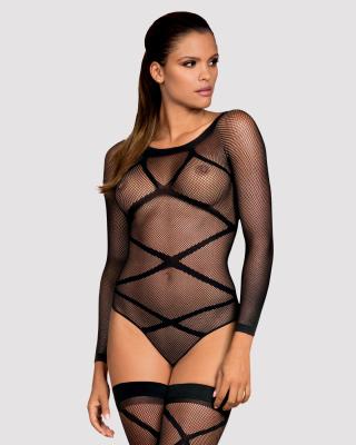 Бодістокінг Obsessive Bodystocking G320 S/M/L, панчохи, боді, декор у вигляді ліній