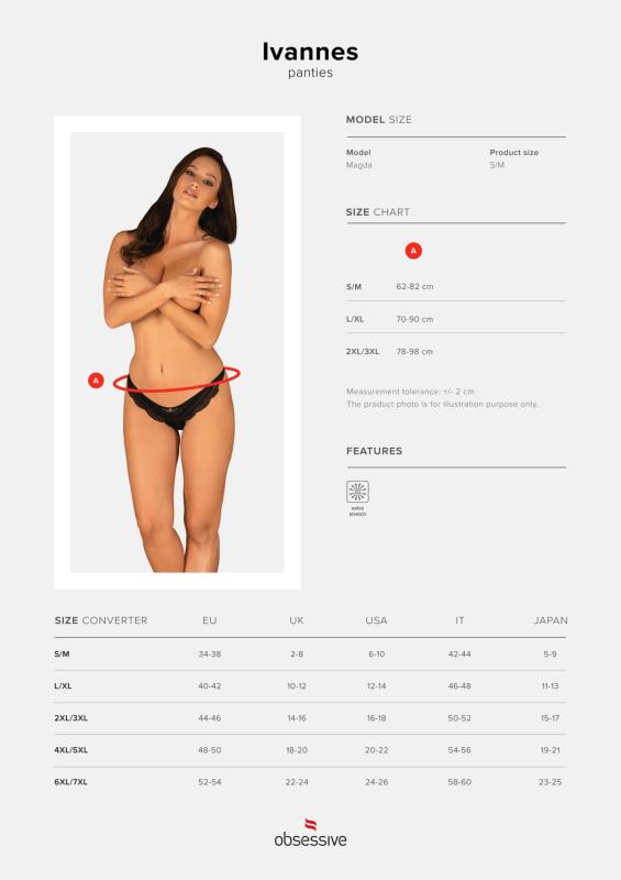 SO7280 Напівпрозорі трусики з підвіскою Obsessive Ivannes panties black S/M, чорні