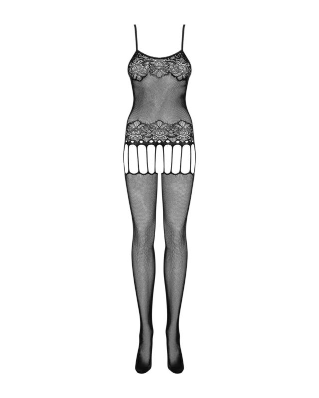 SO7231 Бодістокінг Obsessive Bodystocking F235 S/M/L, тонкі підв’язки, ніжний декор, сіточка