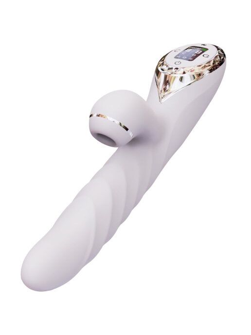SO4957 Вібратор-кролик з вакуумною стимуляцією і стовбуром, що обертається KISTOY A-King Max White