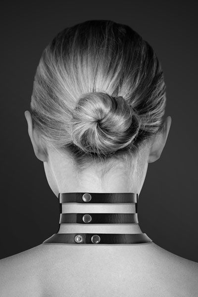 SO1886 Чокер потрійний з кільцем для повідця Bijoux Pour Toi - FETISH, екошкіра