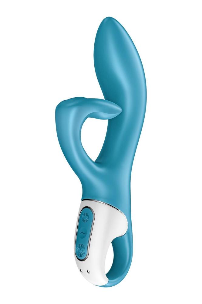 SO6284 Вибратор кролик с тройным отростком Satisfyer Embrace me Turquoise, 2 мотора, диаметр 3,6 см