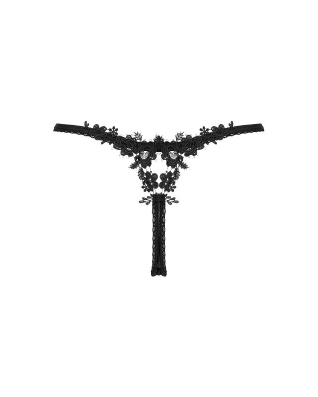 SO7870 Прозорі стрінги із мереживом Obsessive Celia Noir thong XL