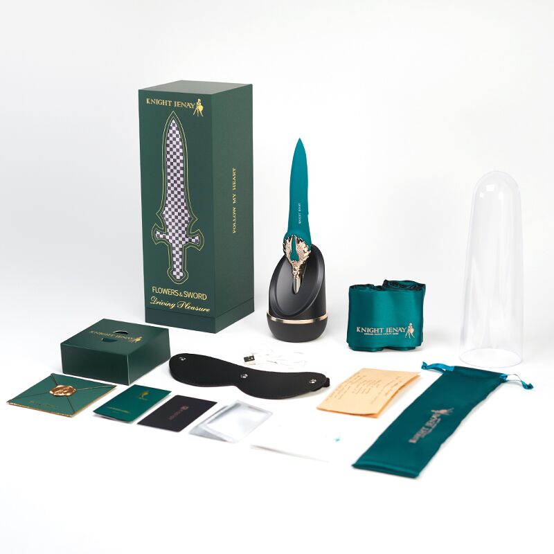 SO6557 Вишуканий вібратор Knight Jenay FLOWERS & SWORD, маска, стрічка та лубрикант у комплекті