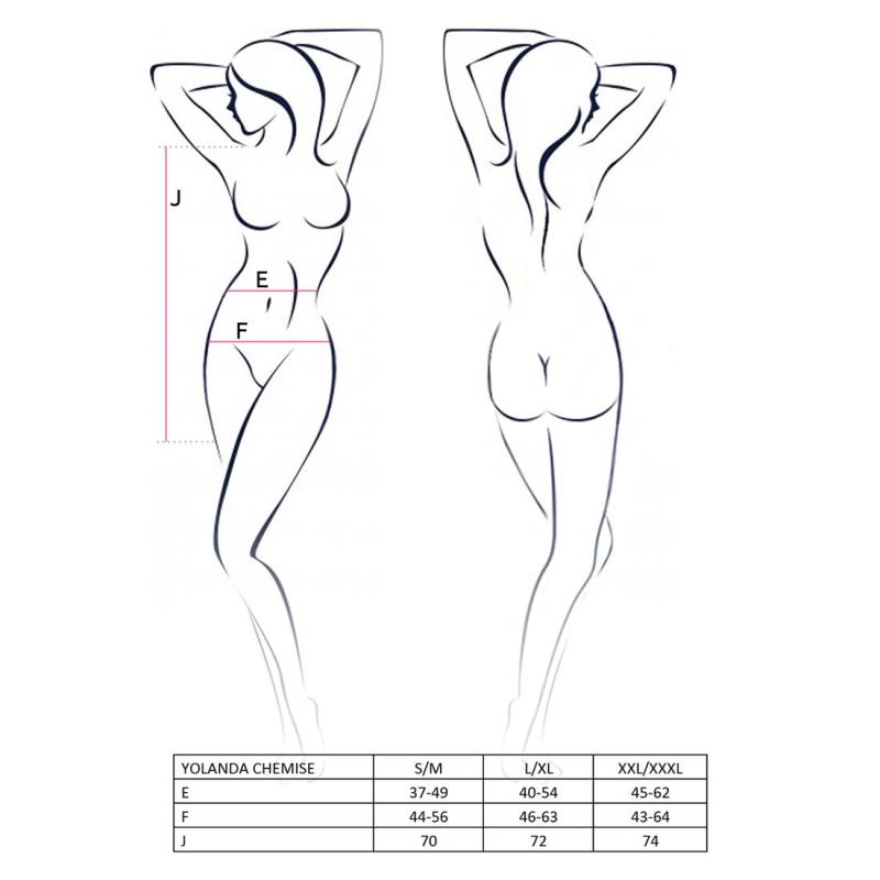 EL14309 Прозрачная сорочка с длинным рукавом YOLANDA CHEMISE pink XXL/XXXL - Passion, трусики