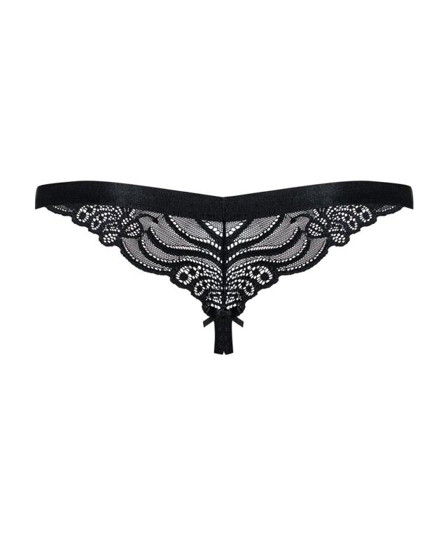 SO7174 Мереживні танги з доступом Obsessive 828-THC-1 crotchless thong L/XL, чорні