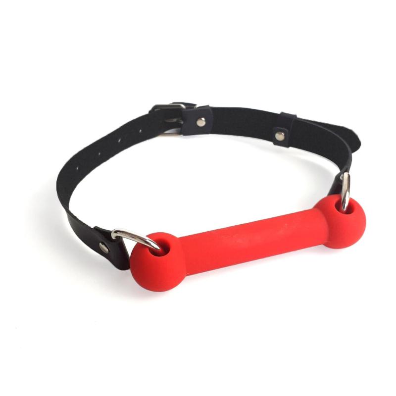 SO6704 Кляп Палка, силикон и натуральная кожа, Art of Sex - Gag Stick Silicon, Красный