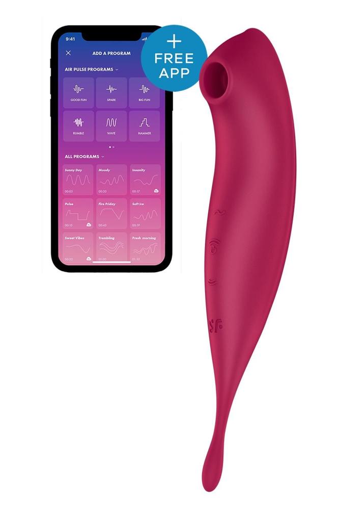 SO6715 Смарт-вібратор для клітора з вакуумною стимуляцією Satisfyer Twirling Pro+ dark red