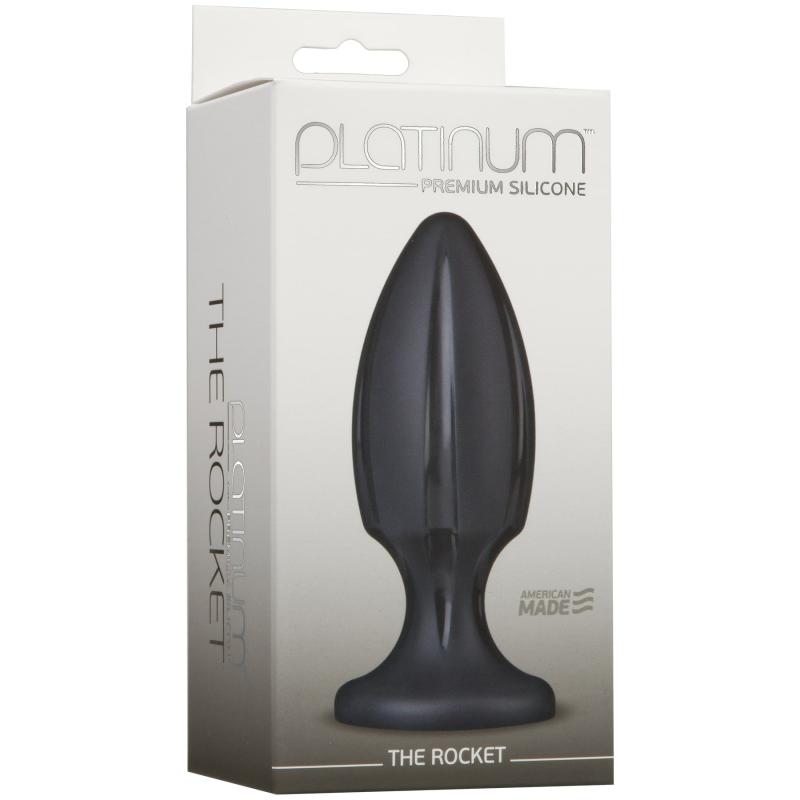 SO4916 Анальний плаг із каналами для змащення Doc Johnson Platinum Premium Silicone — The Rocket — Black