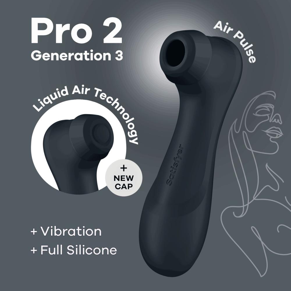 SO8402 Вакуумний кліторальний стимулятор Satisfyer Pro 2 Generation 3 with Liquid Air Dark Grey