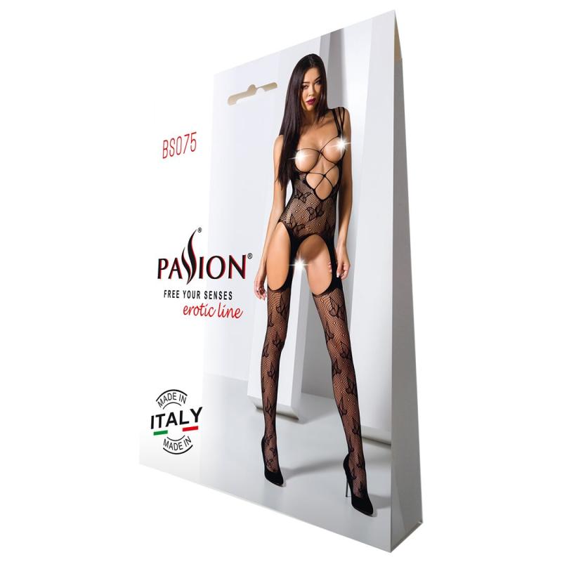 SO4150 Откровенный бодистокинг с глубоким декольте Passion BS075 black