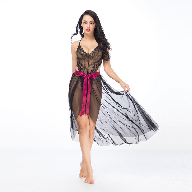SO3698 Еротичний напівпрозорий комплект боді зі спідницею One Size