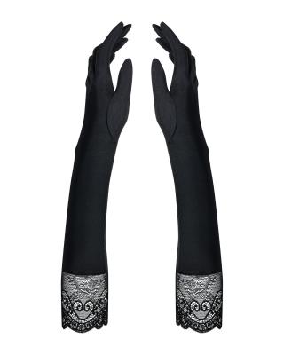 Високі рукавички з каменями та мереживом Obsessive Miamor gloves, black