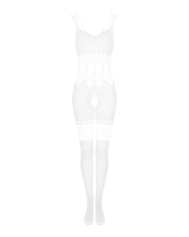 SO7695 Сетчатый бодистокинг с имитацией топа и шорт Obsessive Bodystocking G330 S/M/L, white, с доступом