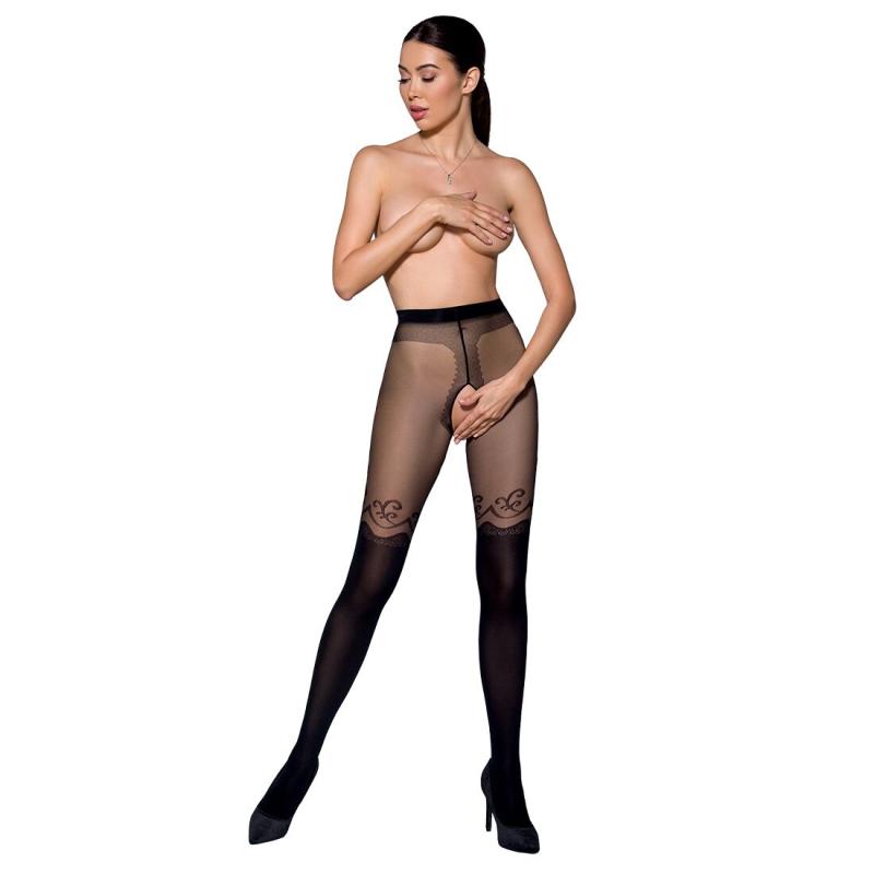 SO5814 Колготки с открытым доступом, двойная плотность TIOPEN 012 black 1/2 (20/40 den) — Passion