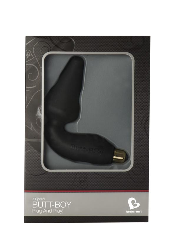 RO1654 Вібропробка Rocks Off Butt-Boy Black зі стимуляцією промежини