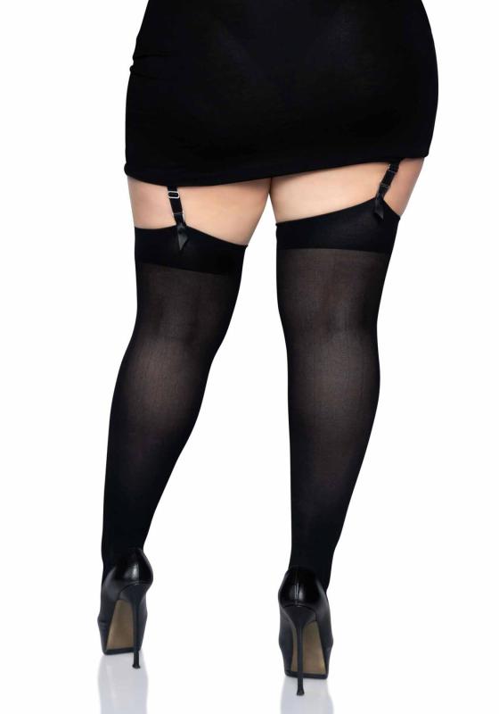 SO7917 Плотные непрозрачные чулки Leg Avenue Nylon Thigh Highs Black, plus size