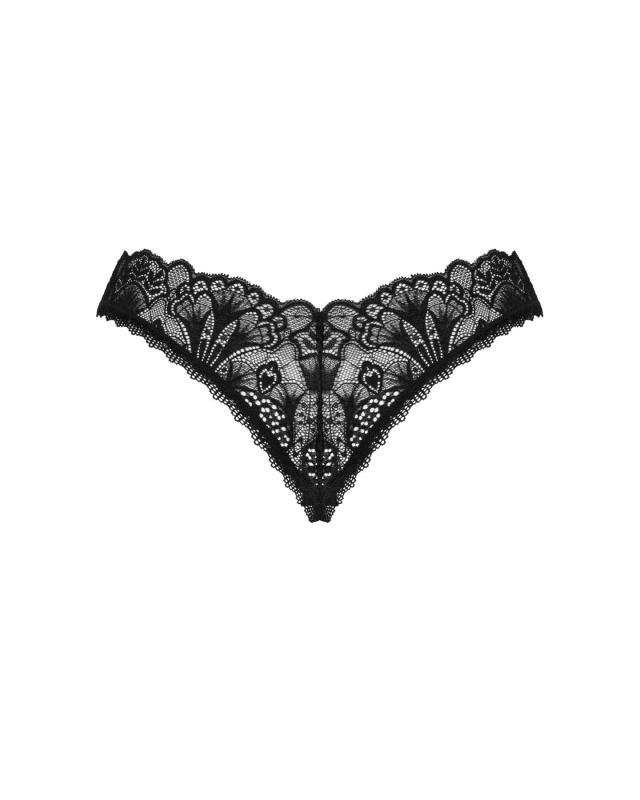 SO8642 Мереживні стрінги Obsessive Donna Dream crotchless thong XS/S Black, відкритий доступ