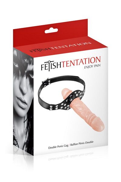 SO5989 Кляп із подвійним фалоімітатором Fetish Tentation – Double Penis Gag Flesh