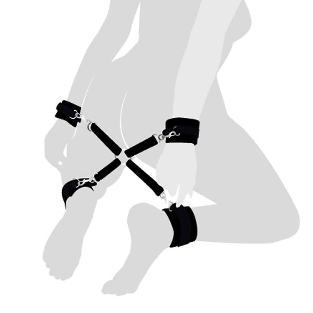 SO7480 Хрестовина з натуральної шкіри Art of Sex - 4 Way Connector, Чорний