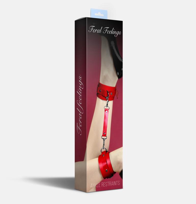 SO8258 Поножі Feral Feelings – Ankle Restraints, натуральна шкіра, red