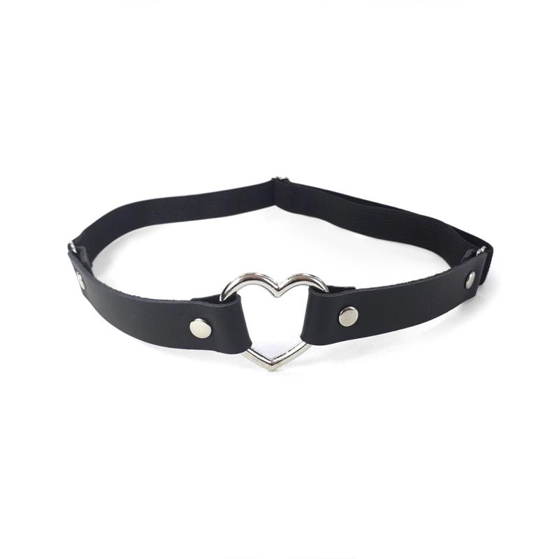 SO6796 Гартер на ногу Серце з натуральної шкіри Art of Sex - Terri, колір Чорний (1шт.)