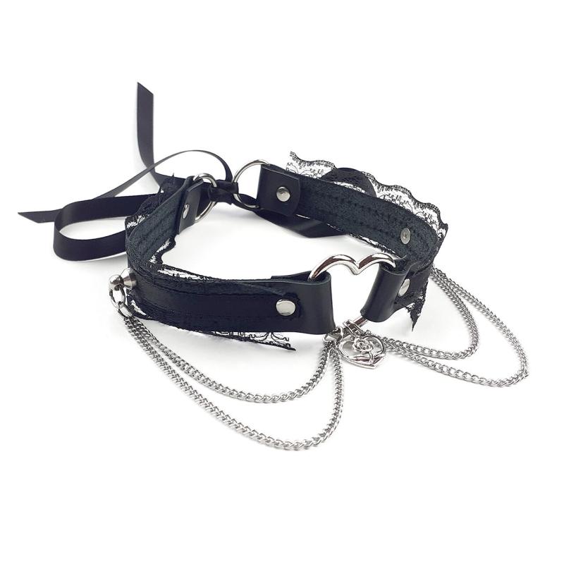 SO6786 Сексуальный чокер Art of Sex - Karen из натуральной кожи,  Черный