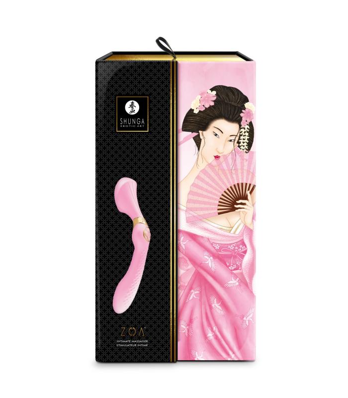 SO6913 Вібромасажер Shunga Zoa Light Pink, двосторонній