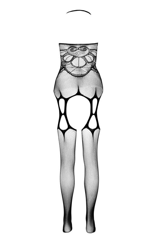 SO7070 Бодістокінг Passion ECO BS002 white, відкритий доступ, імітація підв’язок, абстрактний малюнок