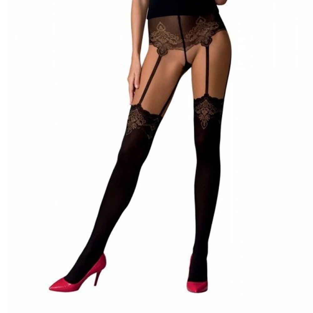 SO4287 Колготки з ефектом панчох на підв'язках Passion TI112 nero-gold 1/2 (60/20 den)