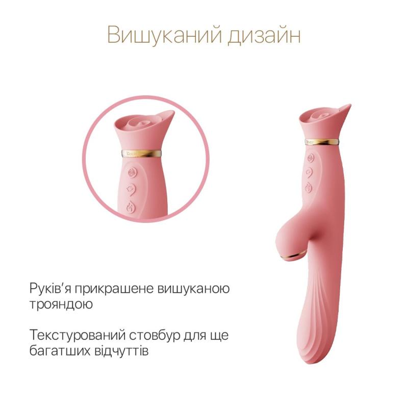 SO6680 Вібратор з підігрівом та вакуумною стимуляцією клітора Zalo - ROSE Vibrator Strawberry Pink
