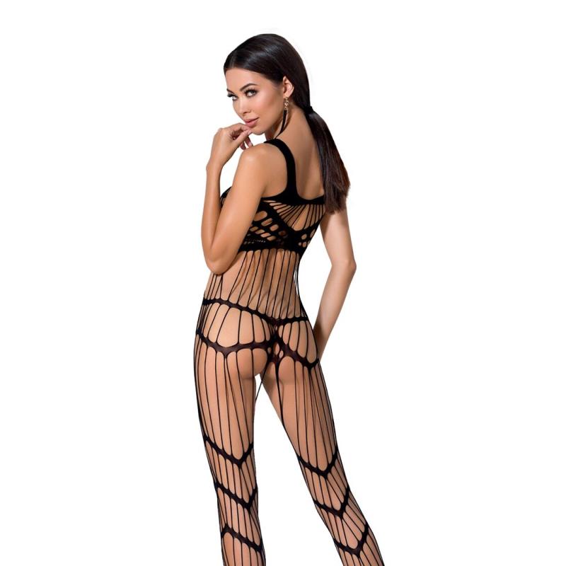 PBS058B Бодістокінг Passion BS058 black, комбінезон, дуже повітряний